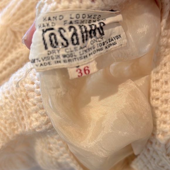 Rosanna Cream Colored Cardigan Size 36 (5.5) 100% Virgin Wool Hand Loomed - Picture 5 of 7